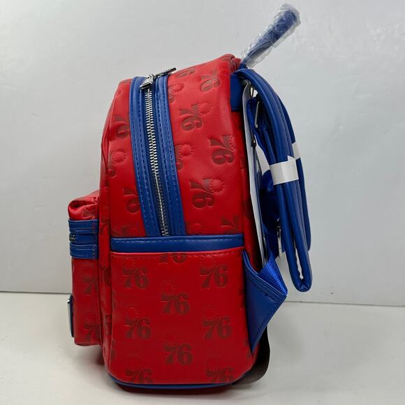 New Loungefly NBA Philadelphia 76ers Mini Debossed Backpack Basketball NWT - Picture 2 of 11